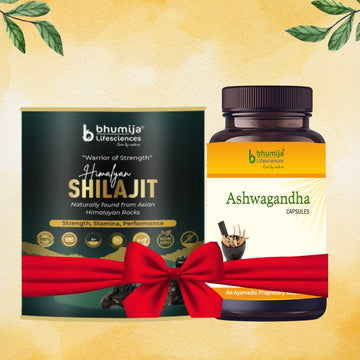Complete Performance Combo: Bhumija Lifesciences Himalayan Shilajit Resin 20 gm with Ashwagandha 60 capsules